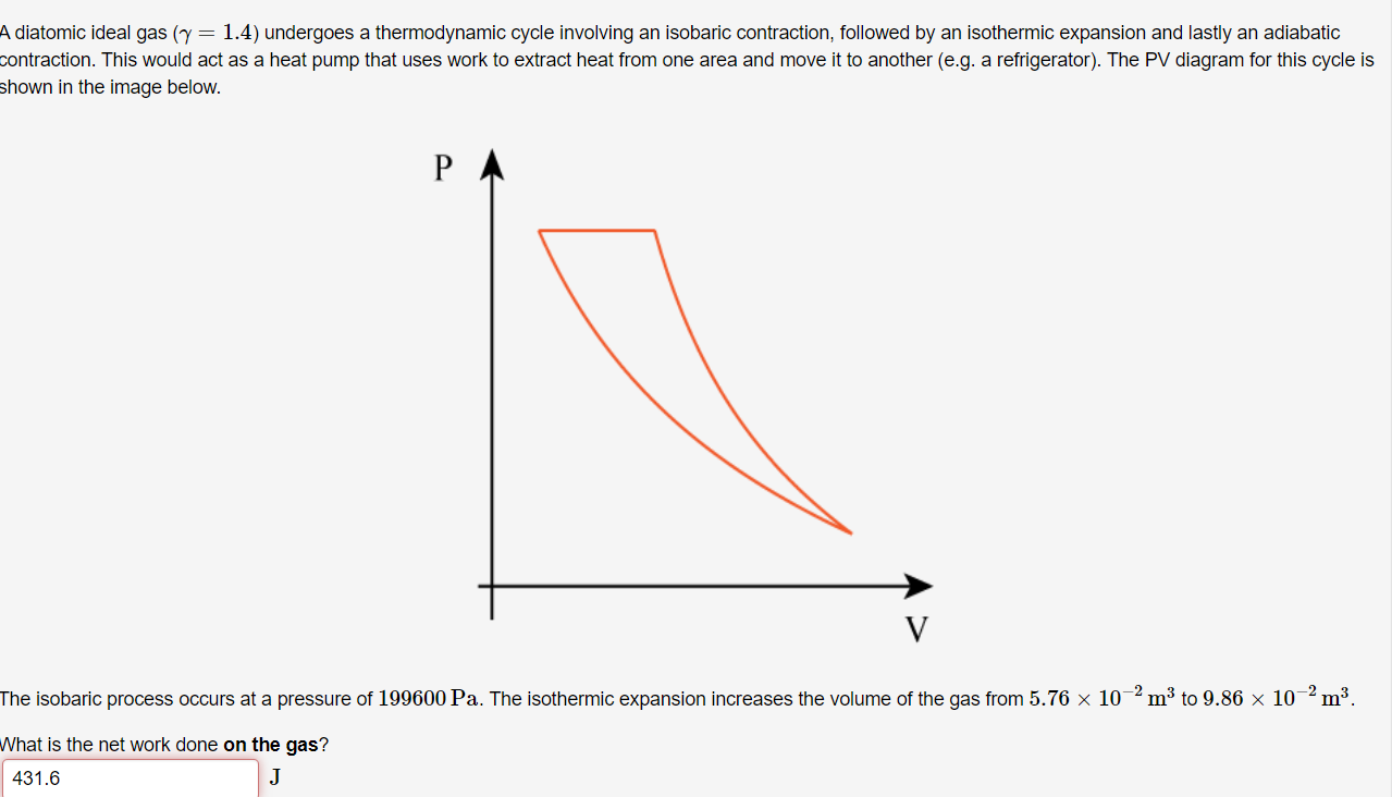 Solved A Diatomic Ideal Gas (y = 1.4) Undergoes A 