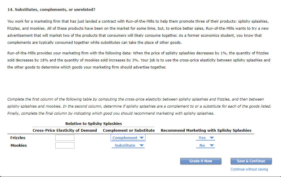 Solved 14. Substitutes, complements, or unrelated? You work