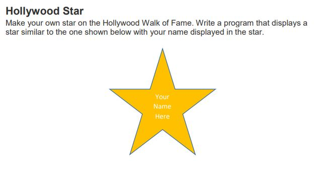 (Solved) : Hollywood Star Make Star Hollywood Walk Fame Write Program ...