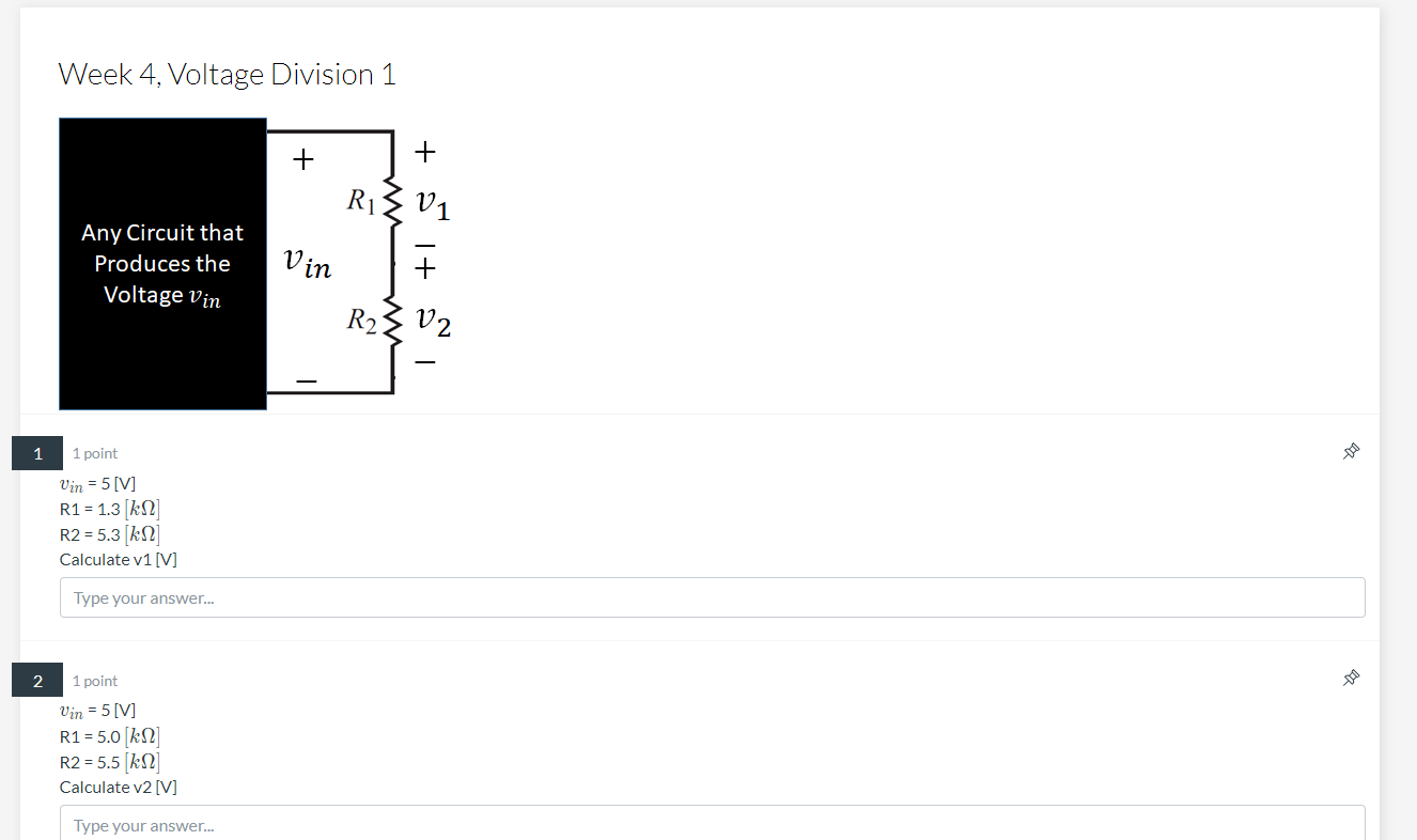 Solved Voltage Division 1 Any Circuit That Produces The | Chegg.com