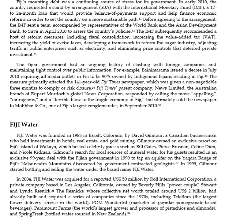 Solved What are FIJI Water's Sources of power? What are the