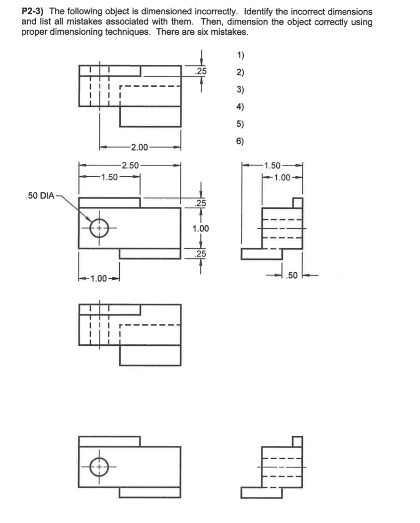 Solved P2-3) The following object is dimensioned | Chegg.com