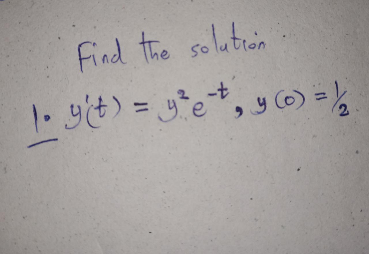 Solved Find The Solution -t 1+ Y(t) = 3²e²+, 9 (0) = 1/ Y 2 | Chegg.com