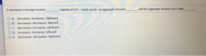 Solved A decrease in foreign income exports of U.S. - made | Chegg.com
