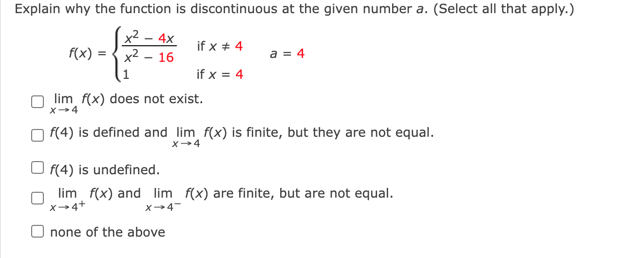 Solved Explain why the function is discontinuous at the | Chegg.com