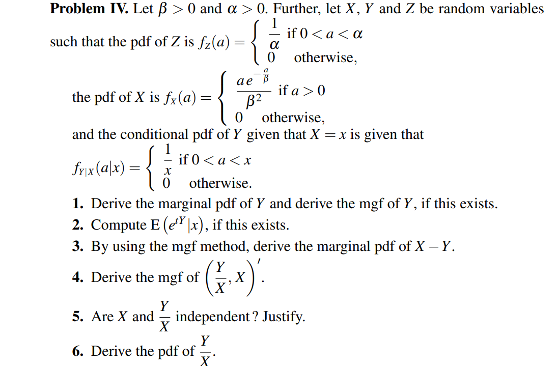 Solved Problem Iv Let Ss 0 And A 0 Further Let X Y Chegg Com