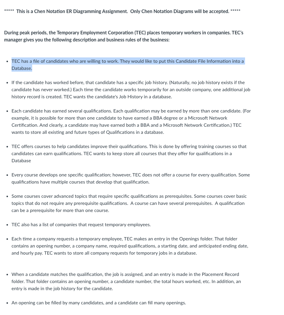 ***** This is a Chen Notation ER Diagramming Assignment. Only Chen Notation Diagrams will be accepted. *****
During peak peri