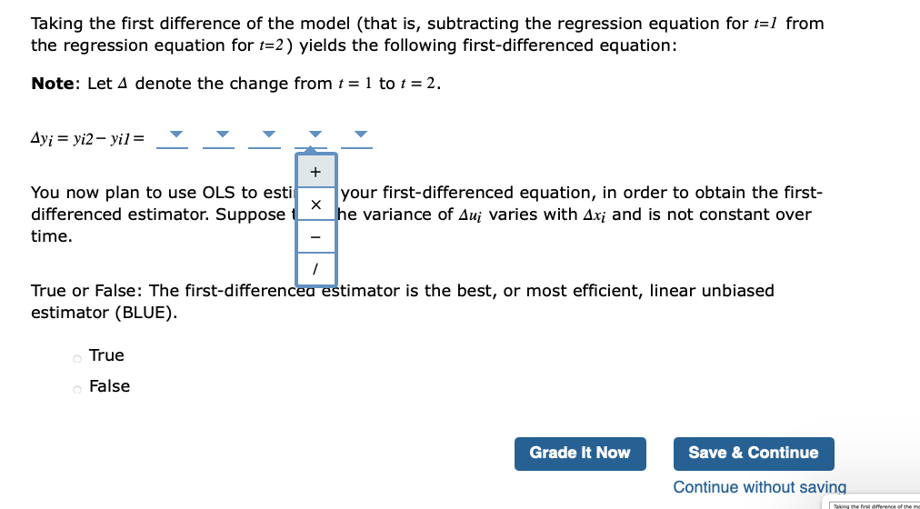 Solved 7. The first-differenced equation Consider the | Chegg.com