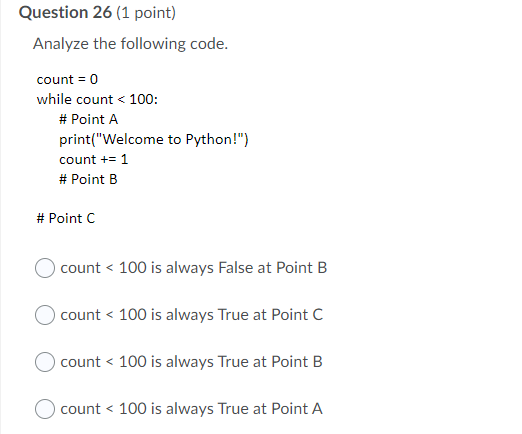Solved Question 26 (1 point) Analyze the following code. | Chegg.com