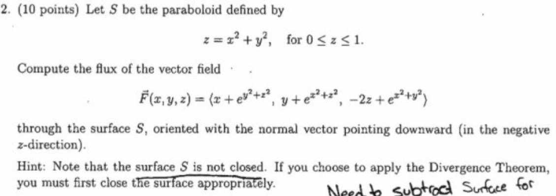( 10 ﻿points) ﻿Let S be ﻿the paraboloid defined | Chegg.com