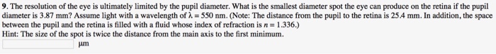 Solved The resolution of the eye is ultimately limited by | Chegg.com