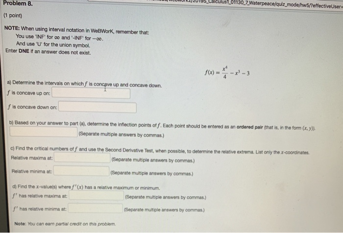 Solved Problem 9. (1 point Find a point c satisfying the | Chegg.com