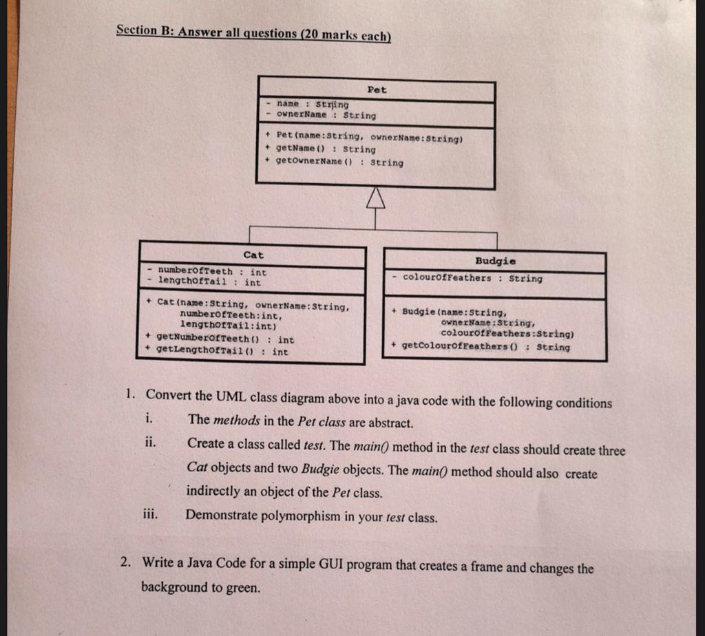 Solved Section B: Answer All Questions ( 20 Marks Each) 1. | Chegg.com