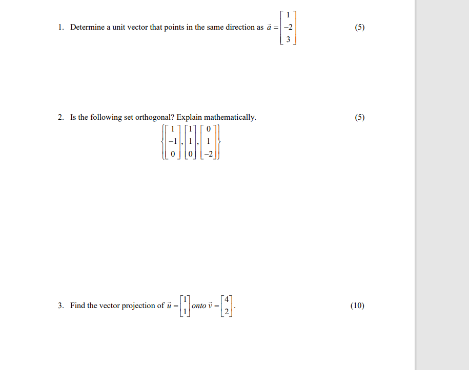 Solved (5) 1. Determine a unit vector that points in the | Chegg.com