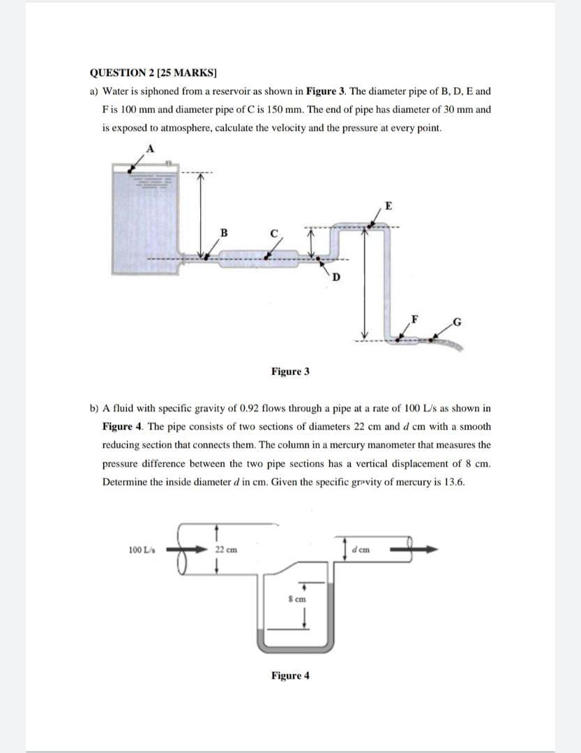 Solved Question Marks A Water Is Siphoned From A Chegg Com