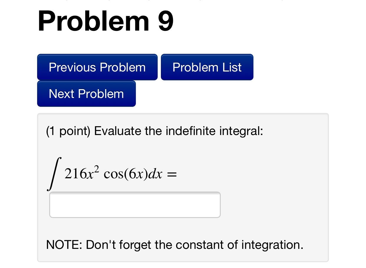 Solved Problem 9 Previous Problem Problem List Next Problem | Chegg.com