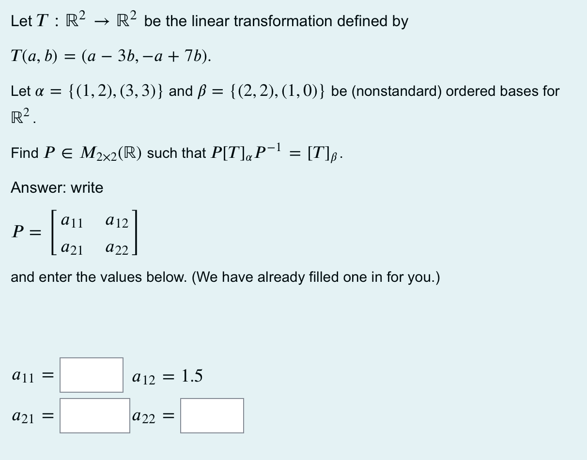 Solved Let T R2 Rº Be The Linear Transformation Defin Chegg Com
