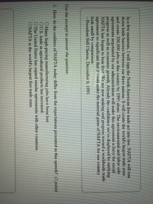 Solved In a few moments I will sign the North American free Chegg com