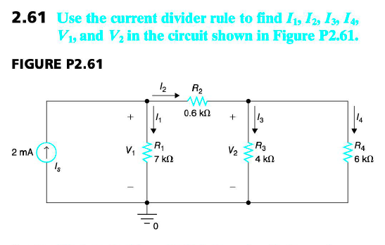 Solved 2.61 Use the current divider rule to find I, I2, I, | Chegg.com