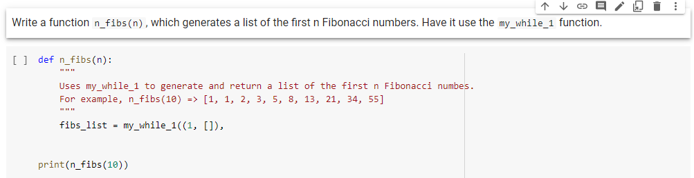 Write a function n_fibs(n), which generates a list of | Chegg.com
