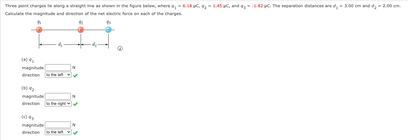 Solved Calculate the magnitude and direction of the net | Chegg.com