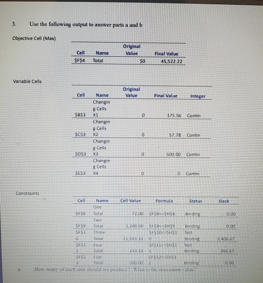 Solved Use the following output to answer parts a and b 3. | Chegg.com