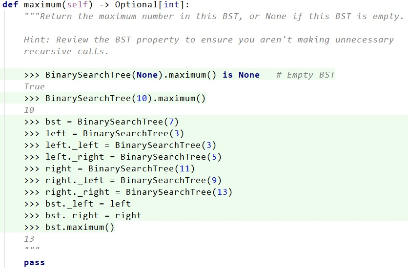 Solved def maximum(self) -> Optional[int]: ""Return the | Chegg.com