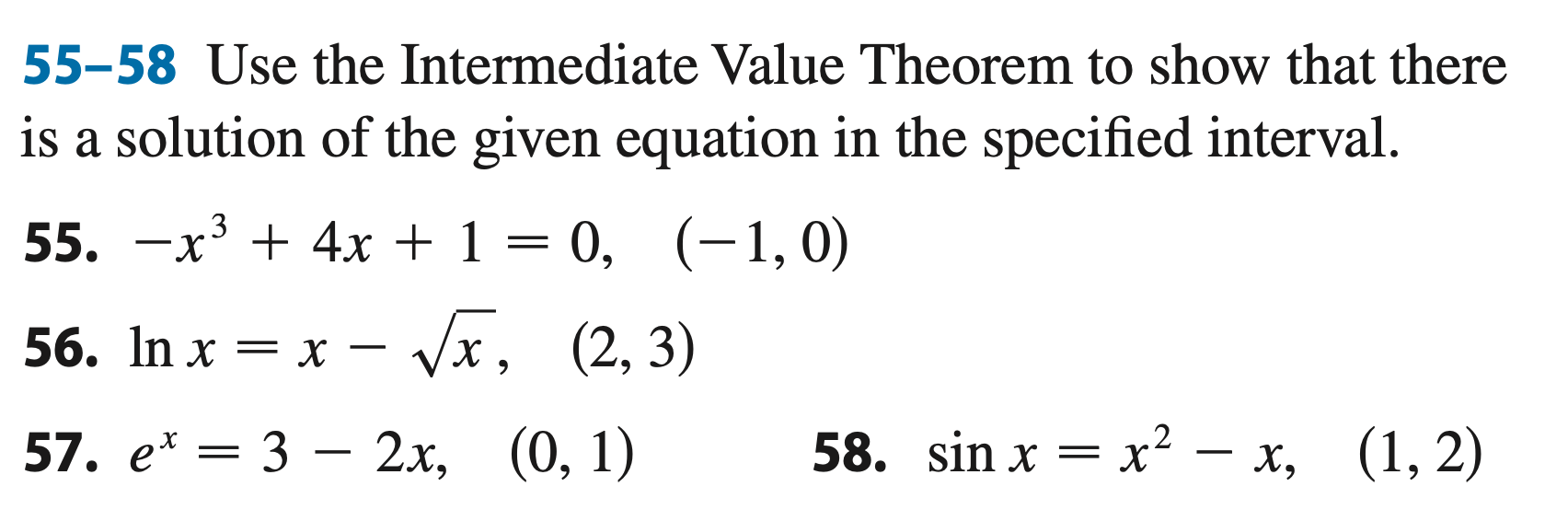 Solved 55-58 Use the Intermediate Value Theorem to show that | Chegg.com