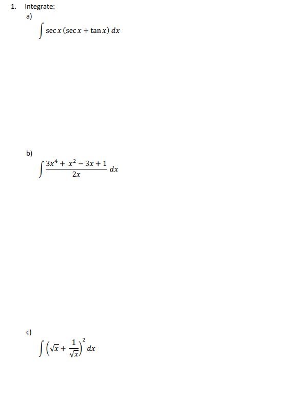 integrate sec 2 x sec x tan x 9 2 )) dx