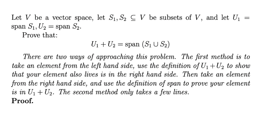 Solved Let V Be A Vector Space Let S1 S2 C V Be Subse Chegg Com