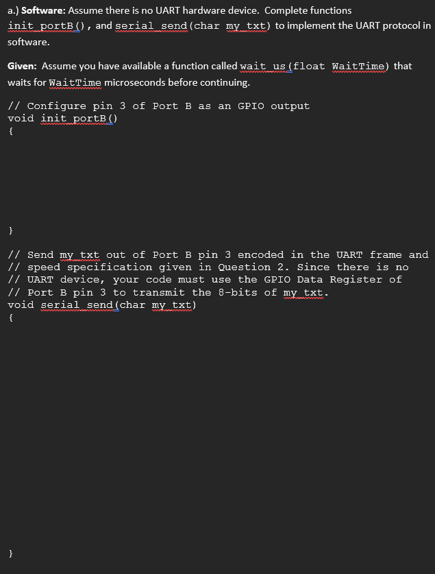// Send My Txt Out Of Port B Pin 3 Encoded In The | Chegg.com