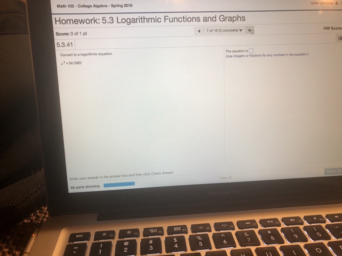 Solved Math 102 - College Algebra- Spring 2018 Homework: 5.3 | Chegg.com