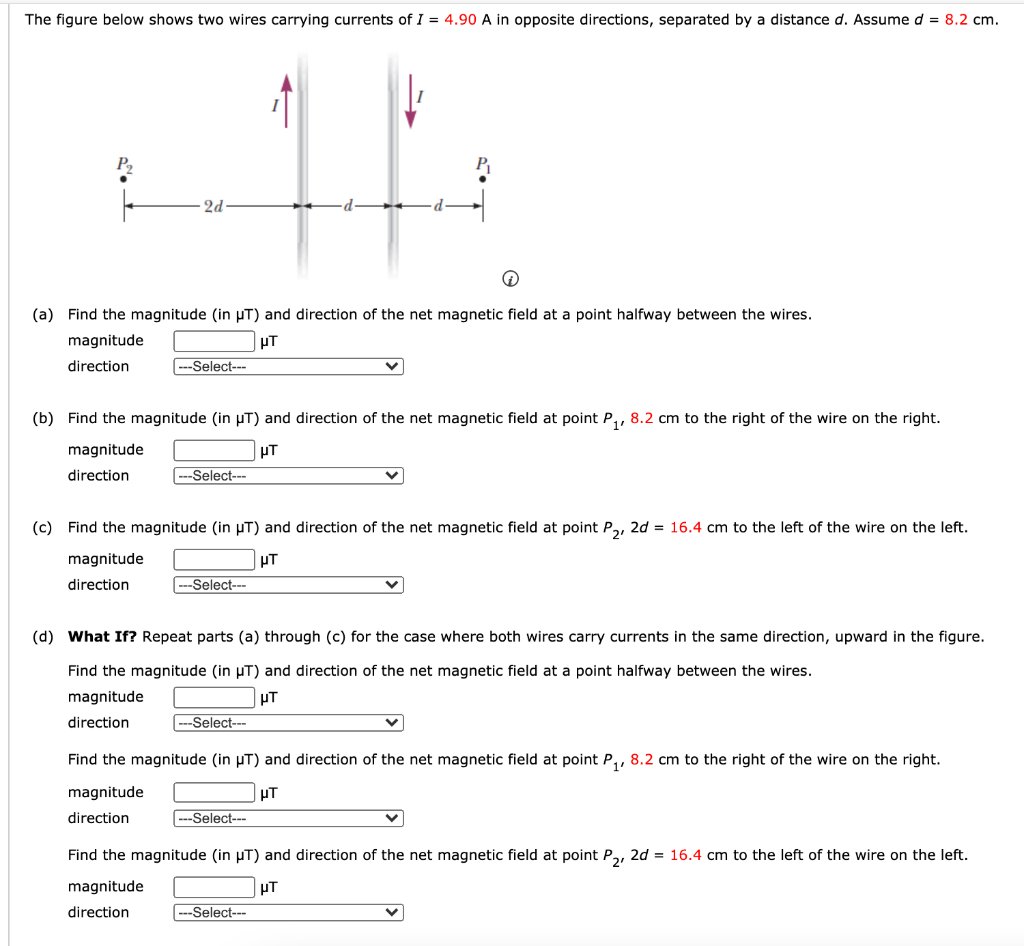 Solved The figure below shows two wires carrying currents of | Chegg.com