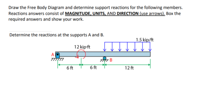 Solved Draw the Free Body Diagram and determine support | Chegg.com