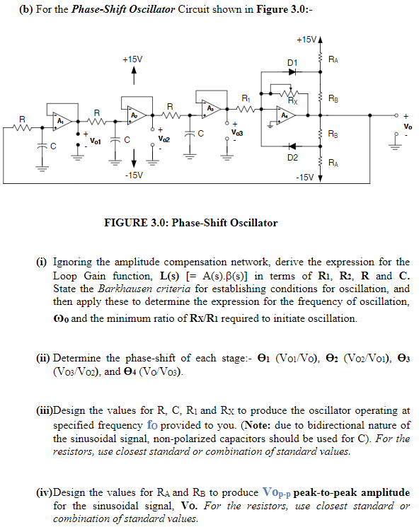 B For The Phase Shift Oscillator Circuit Shown I Chegg Com