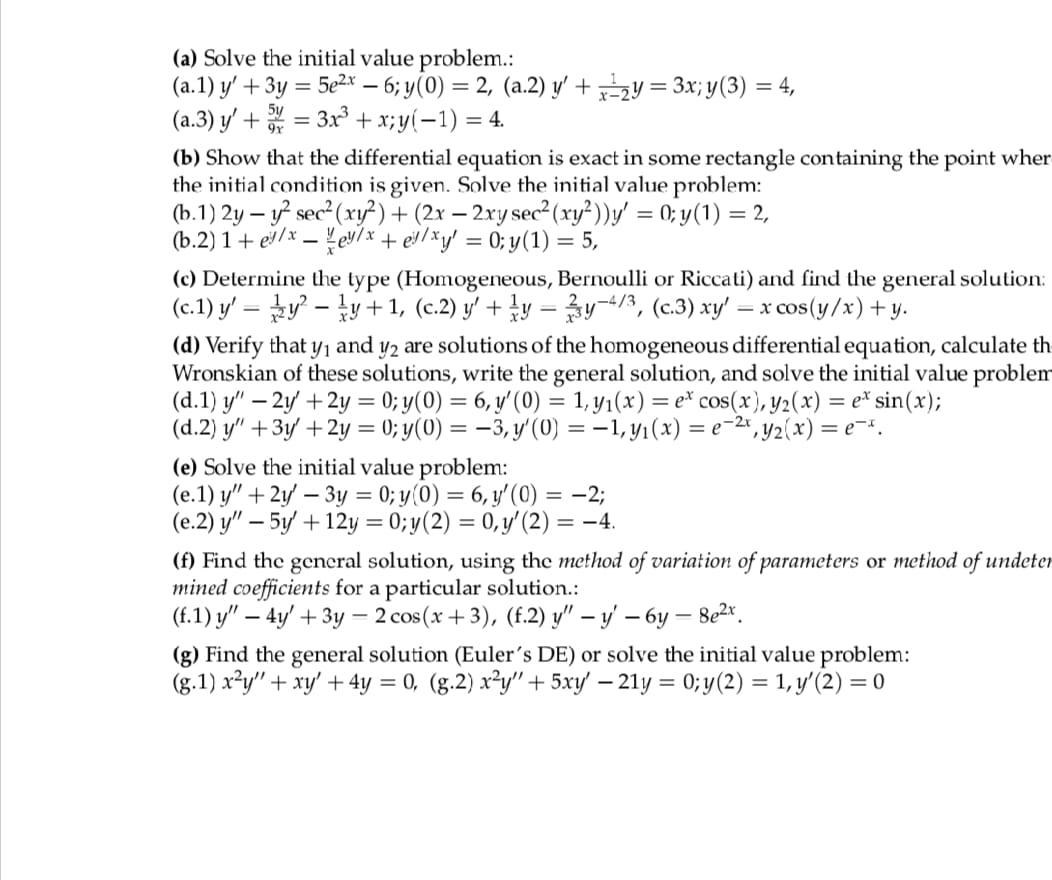 A Solve The Initial Value Problem A 1 Chegg Com