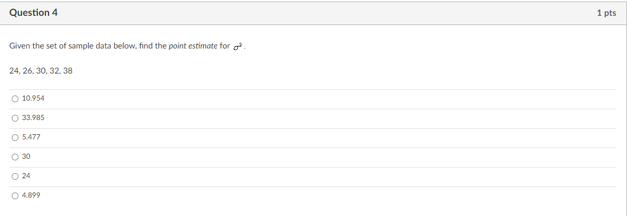 Solved Given the set of sample data below, find the point | Chegg.com
