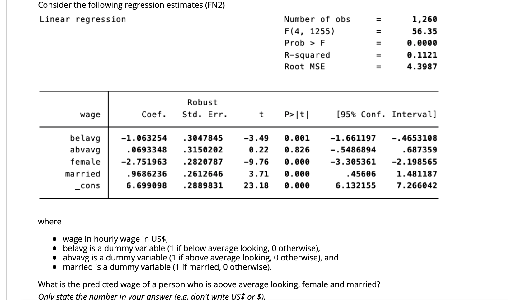 Solved QUESTION 36 Consider the following regression | Chegg.com