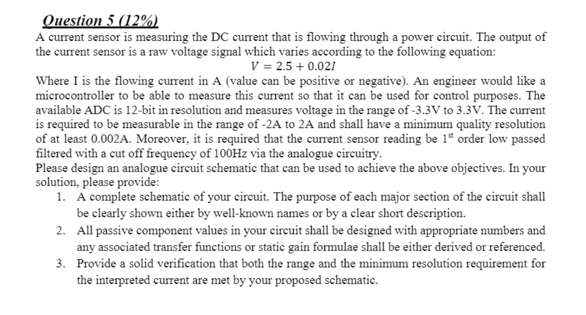 Solved A current sensor is measuring the DC current that is Circuit Diagram