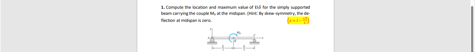 Solved Compute the location and maximum value of EI δfor | Chegg.com