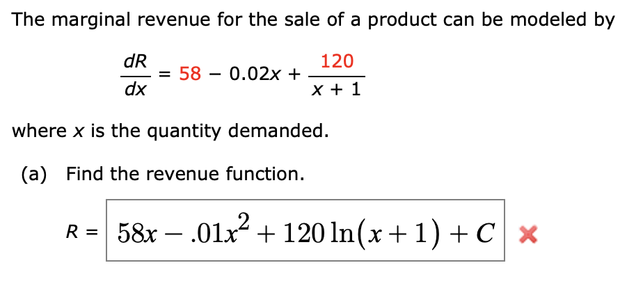 Solved The marginal revenue for the sale of a product can be | Chegg.com