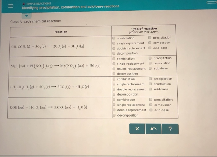 Solved SIMPLE REACTIONS Identifying Precipitation, | Chegg.com