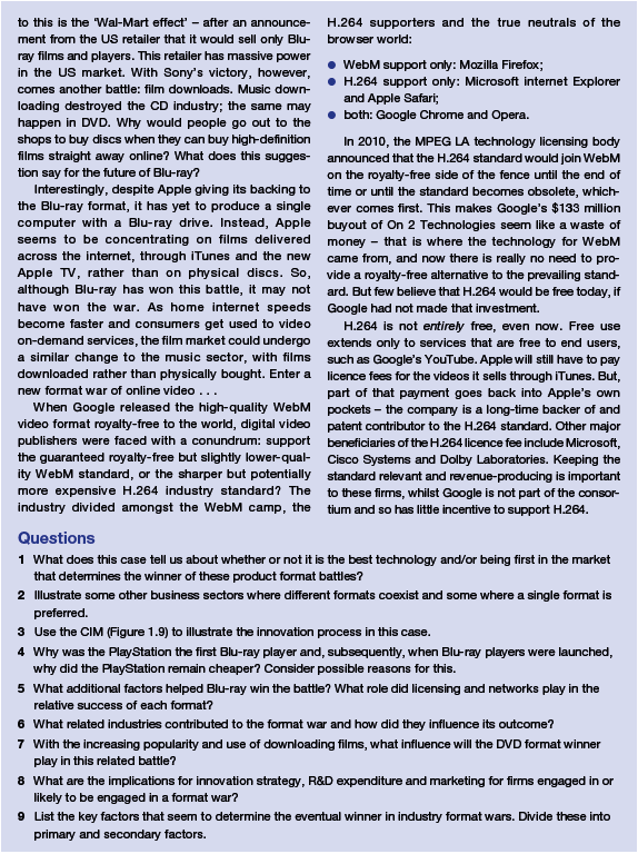 Solved Case study And the winner is Sony's Bluray the