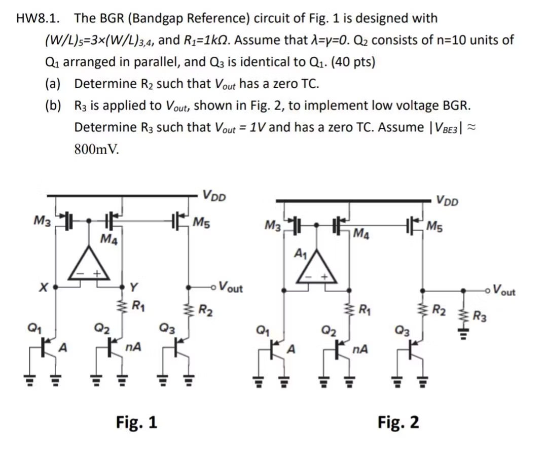 Solved HW8.1. ﻿The BGR (Bandgap ﻿Reference) ﻿circuit of | Chegg.com