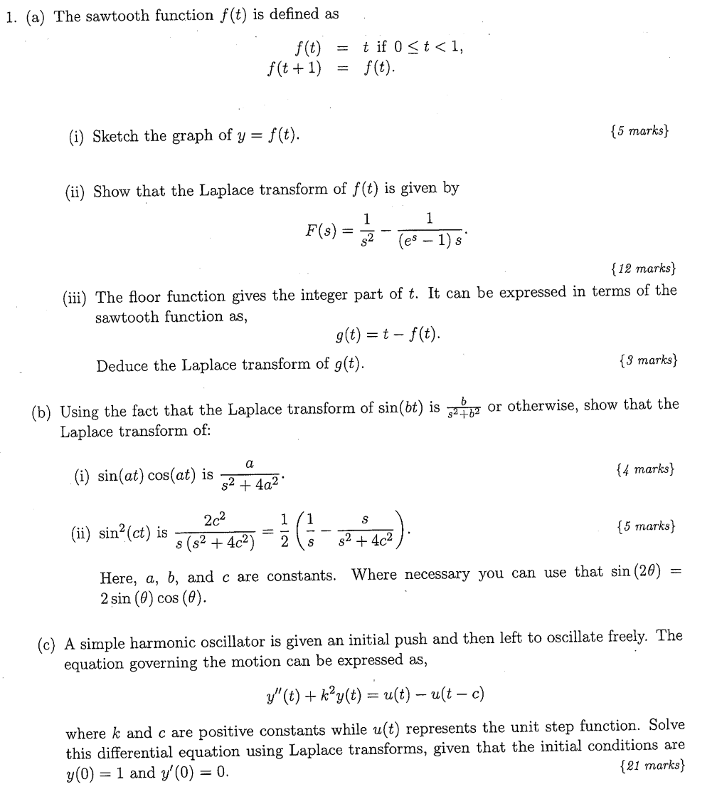 Solved (a) The sawtooth function f(t) is defined as | Chegg.com