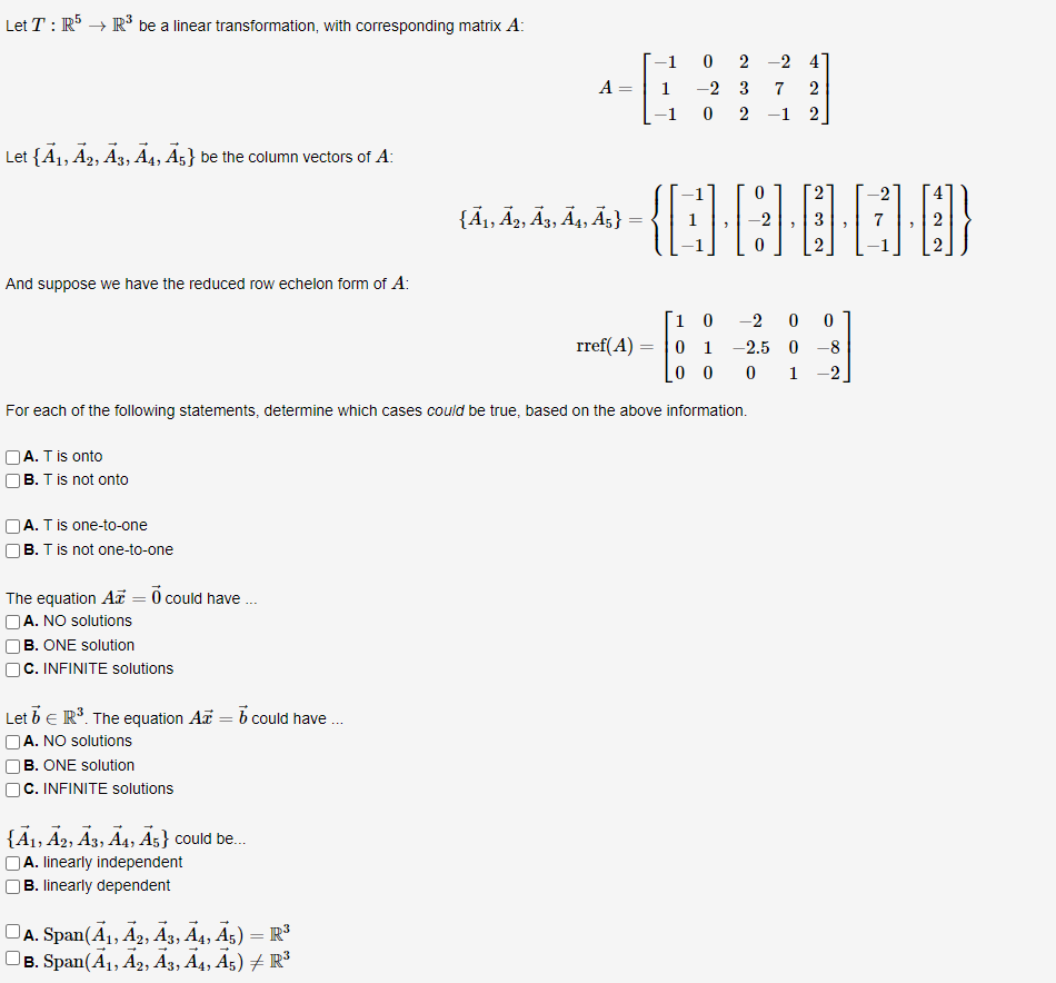 Solved Let T:R5→R3 be a linear transformation, with | Chegg.com