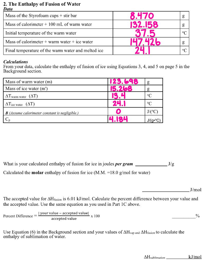 solved-g-2-the-enthalpy-of-fusion-of-water-data-mass-of-the-chegg