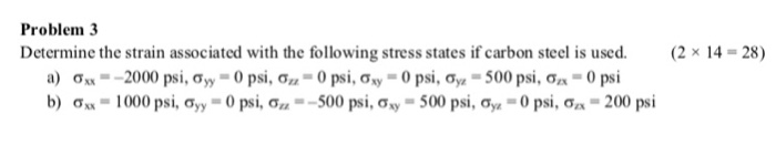 Solved Problem 3 Determine the strain associated with the | Chegg.com