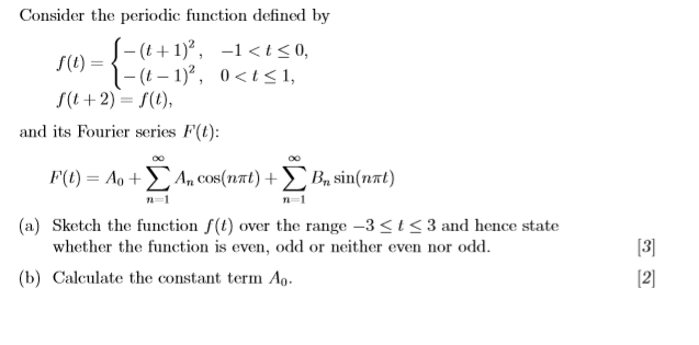 Solved Consider the periodic function defined by S-(t+1), -1 | Chegg.com