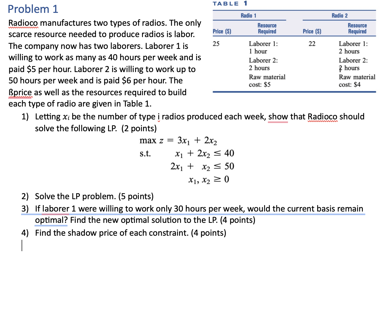 Solved Radioco manufactures two types of radios. The only